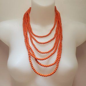 NEW Orange Howlite Multi-Strand Neckland & Dangle/Drop Earrings Set